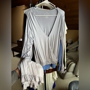AE Soft & Sexy Periwinkle wrap top
